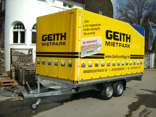 PKW-Anh&auml;nger mit Plane  mieten leihen