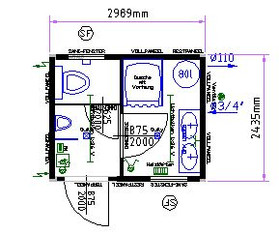 Sanit&auml;rcontainer /  Dusch- und  WC-Container Typ 10' mieten leihen