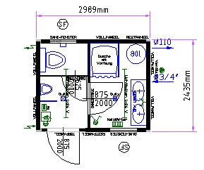 Sanit&auml;rcontainer /  Dusch- und  WC-Container Typ 10' mieten leihen