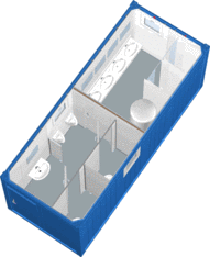 Sanit&auml;rcontainer /  Dusch- und  WC-Container Typ 20' mieten leihen