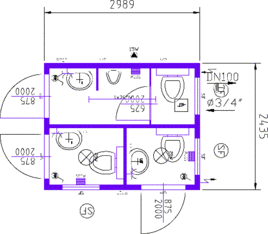  WC-Container / Toilettencontainer, Typ 10' mieten leihen