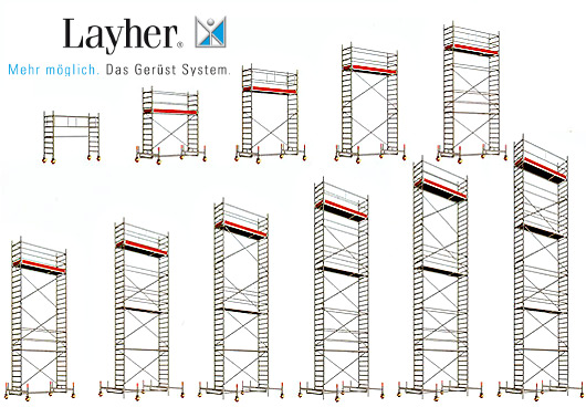 Fahrger&uuml;st mit Sicherheitsaufbau P2 bis 13,38 m Arbeitsh&ouml;he mieten leihen