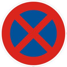 Absolutes Haltverbot , Verkehrszeichen 283, mit 2 Recy-Fu&szlig;platten TL, 1 Schilderrohr 3,00 m mieten leihen